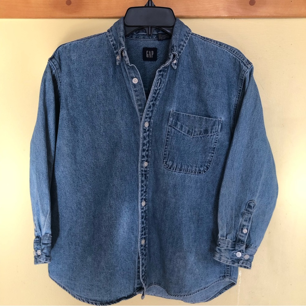 Gap Denim shirt Boys L 9-10 blue 100% cotton